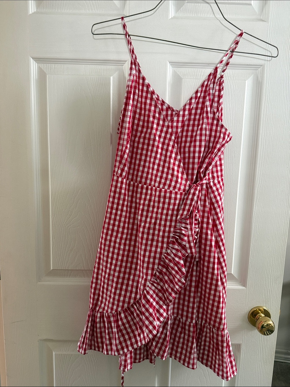 entro Red and White Gingham Wrap Sundress